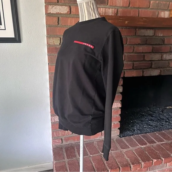 Prada Men’s Technical Crew Neck Logo Sweatshirt in Black Sz M - Picture 4 of 10